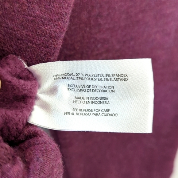 Orvis Classic Fleece Lined Oversized Pullover Crewneck Sweatshirt Plum Purple XS - Picture 5 of 13